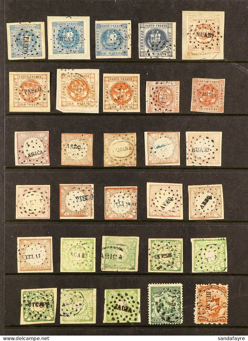 1858 - 1867 CANCELLATIONS ON CLASSICS Collection Of Early Issues Mostly Displaying Dotted Circle Type Cancels From A Ran - Peru