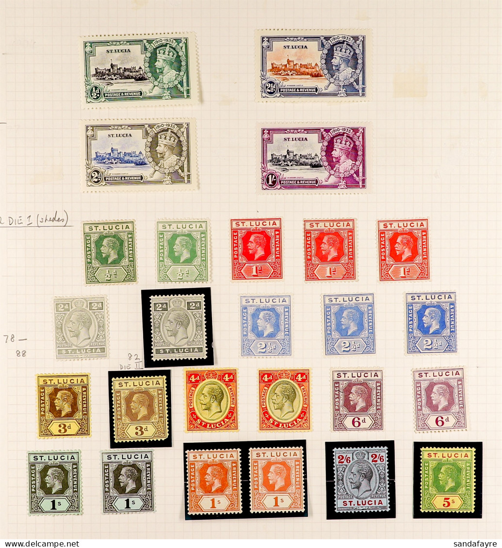 1912 - 1936 MINT COLLECTION On 2 Album Pages, Note 1912-21 Set With All Extra Shades & Dies, 1921-30 Die II Set With All - Ste Lucie (...-1978)