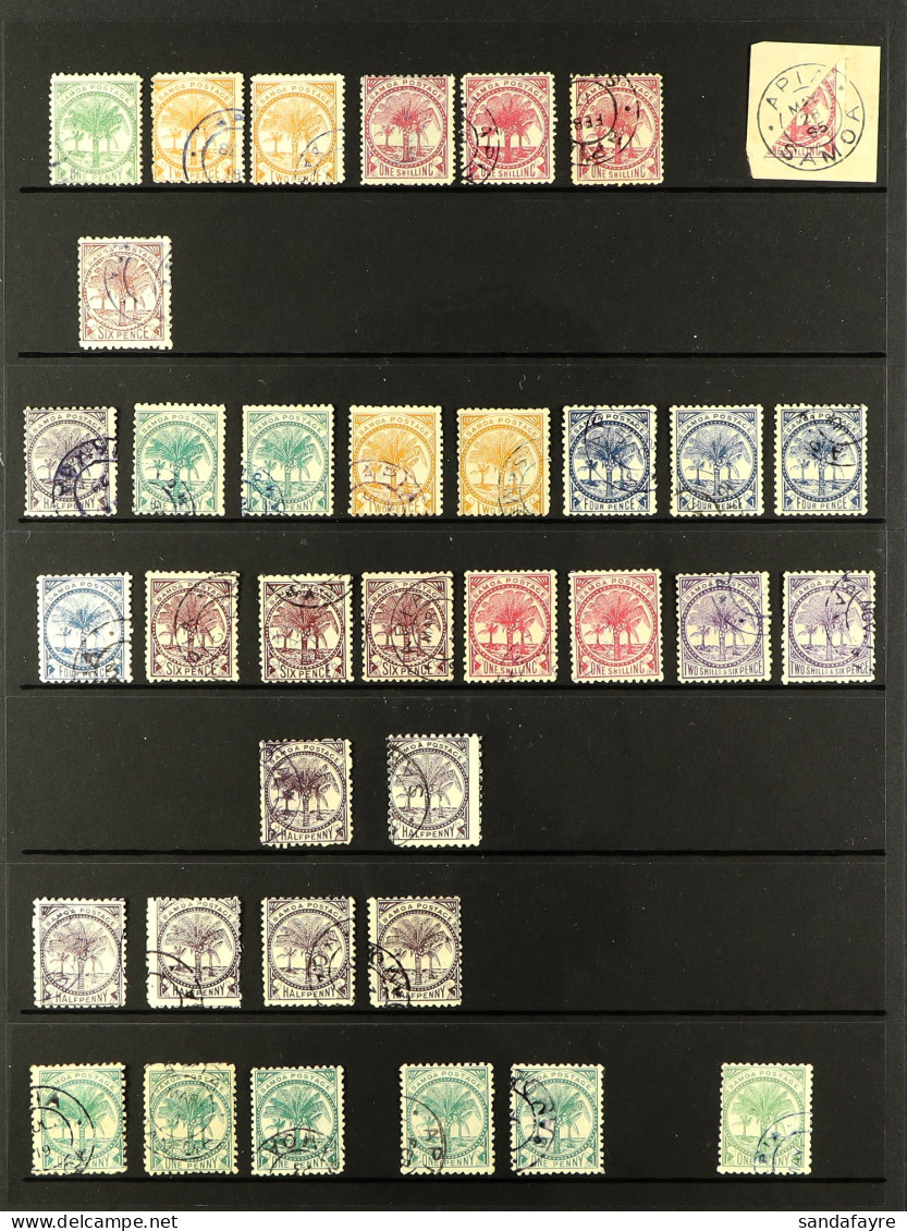 1886 - 1900 USED COLLECTION On Black Protective Pages With Different Watermark & Perfs, Note 1886 Vals To 1s Roses (3),  - Samoa