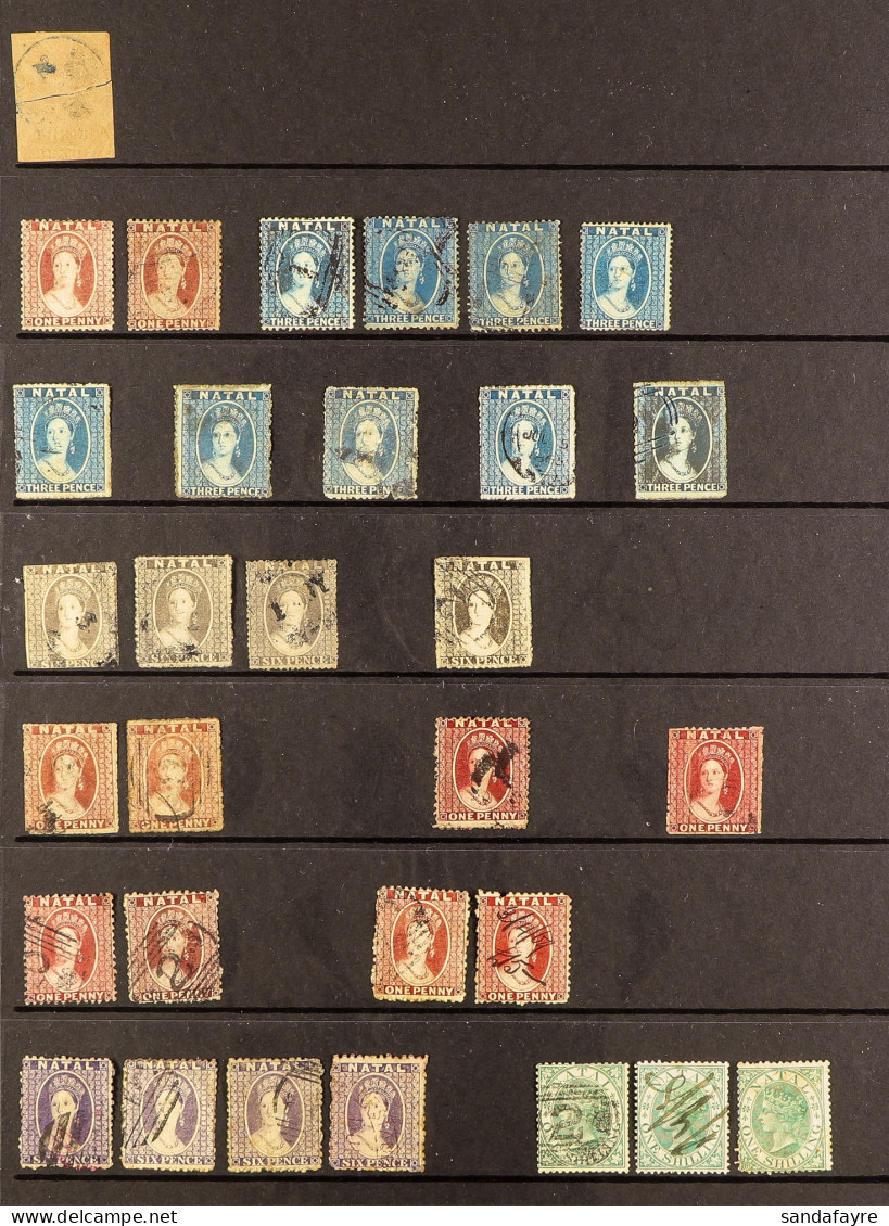 NATAL 1857 TO 1908 COLLECTION Of Used Stamps, Incl. 1857-61 3d Embossed, 1859-65 Chalon Issues (27), 1867 1s, 1869 'Post - Unclassified