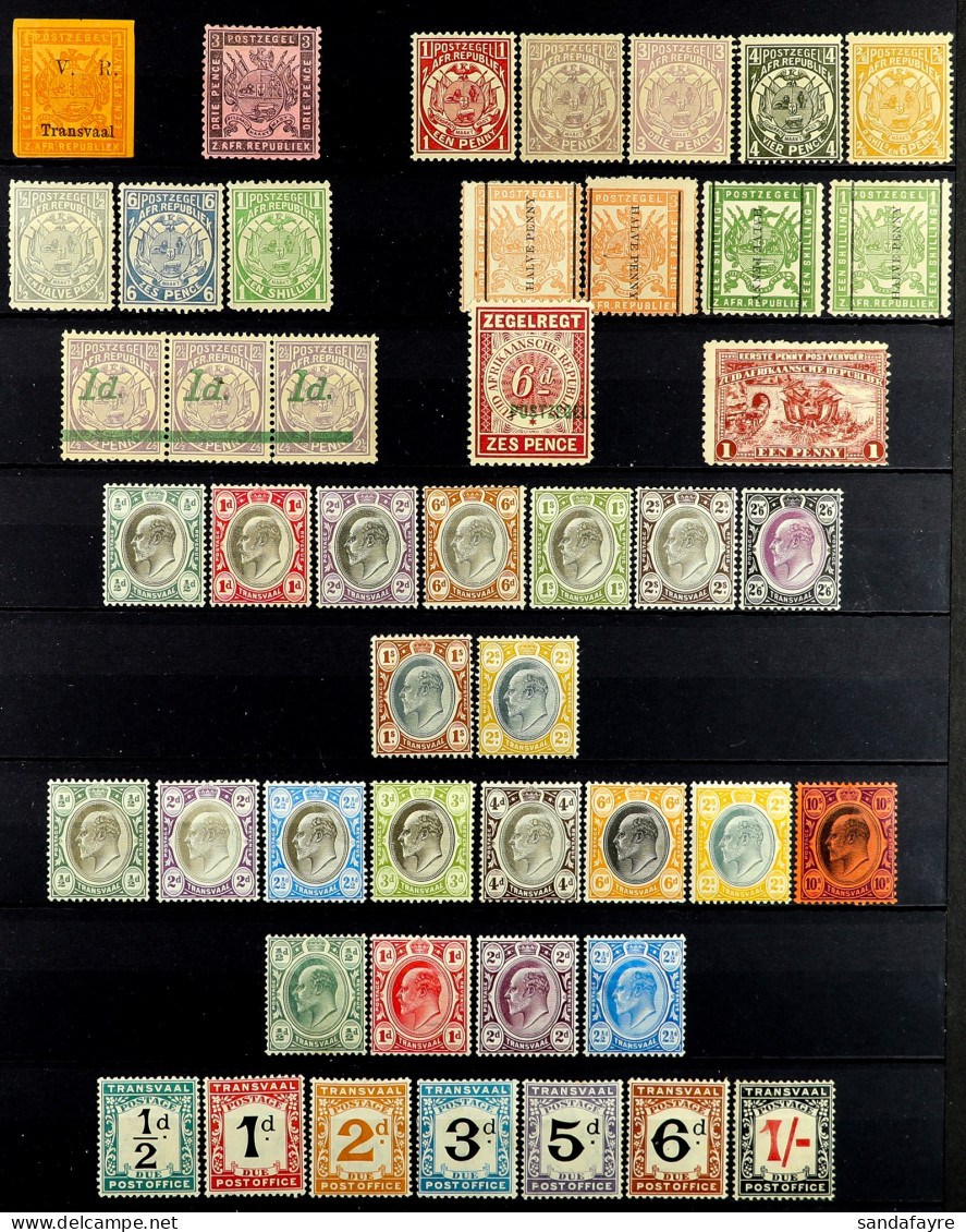 TRANSVAAL 1877 - 1909 MINT COLLECTION On A Stock Page, 1877-79 1d Red / Orange Imperf Opt'd 'V. R. Transvaal' SG 117, 18 - Ohne Zuordnung