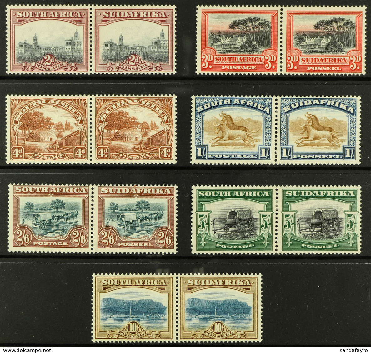 1927-30 Complete Set, SG 34/39, Mint Lightly Hinged, Slightly Toned Gum. Cat Â£650 (7 Pairs) - Unclassified