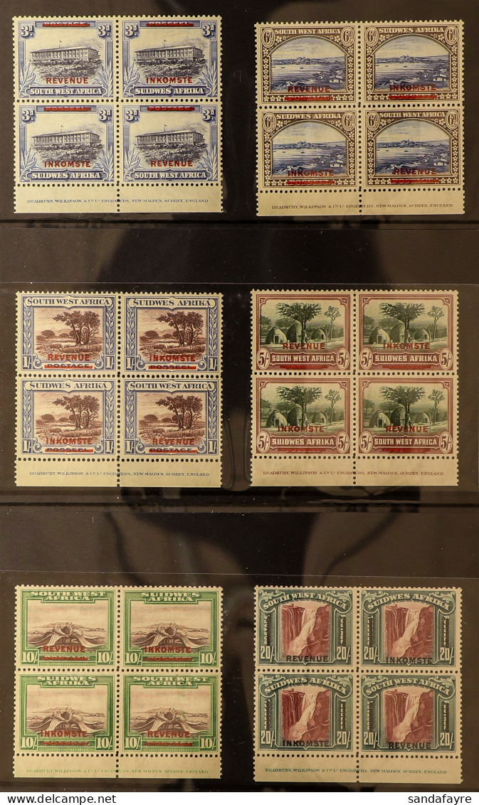 REVENUE STAMPS C1940 Set (less 2s6d) Of Postage 3d, 6d, 1s, 5s, 10s & 20s Values Opt'd 'Inkomste' Or 'Revenue' Each A Fr - South West Africa (1923-1990)