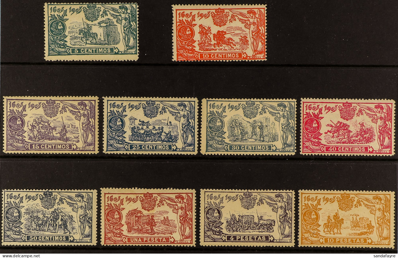 1905 Don Quixote Tercentenary Complete Set, Edifil 257/6 (SG 307/16), Fine Mint, Cat â‚¬1140 (10 Stamps) - Other & Unclassified