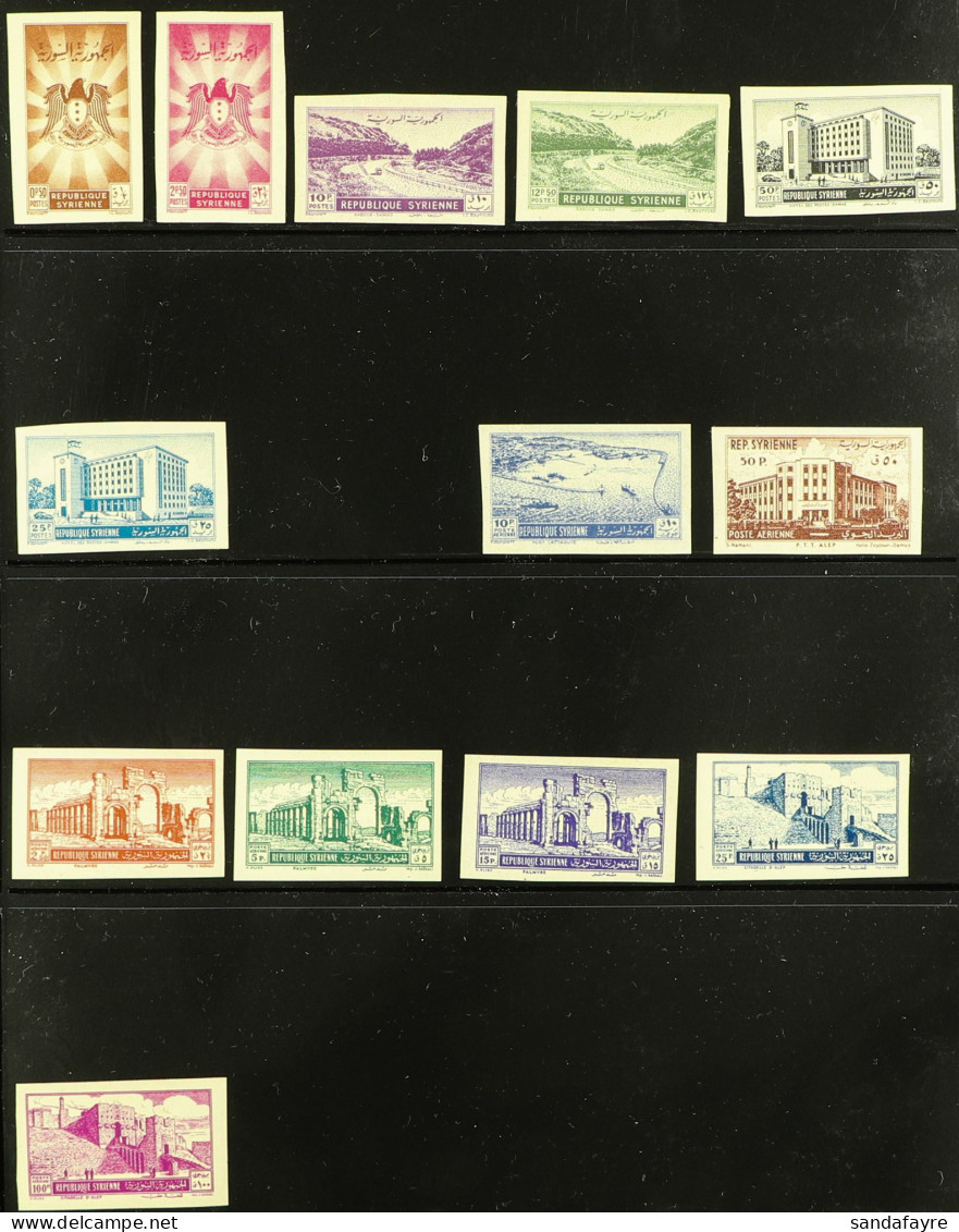 1950 - 1956 IMPERFORATES Collection Of Never Hinged Mint Complete Imperforate Sets On Black Stock Pages, Includes 1950-5 - Syrien