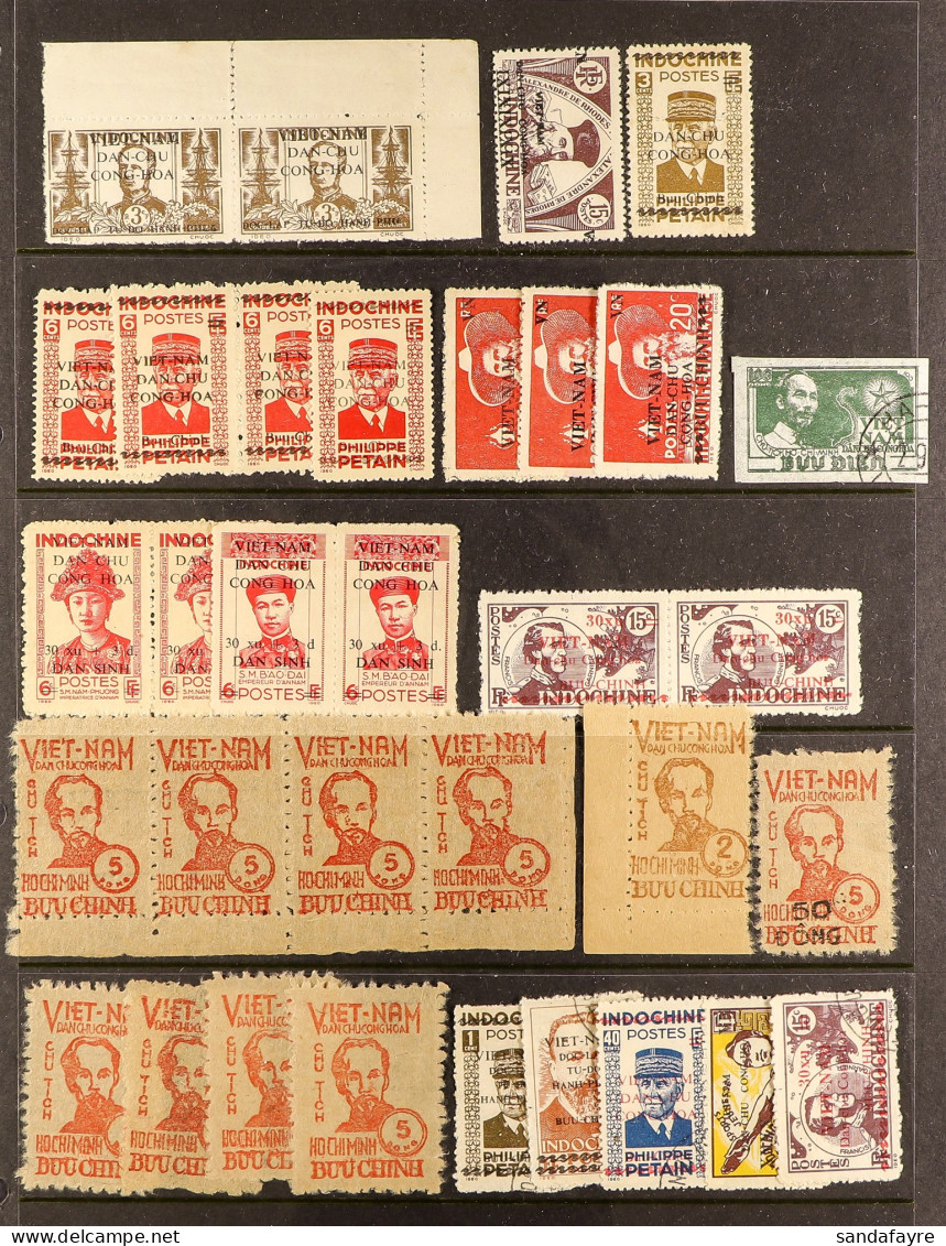 1945 - 1980's MINT / NEVER HINGED MINT & USED ACCUMULATION Includes Vietnam 1945-1946 Overprinted Issues, South 1955 Ref - Vietnam