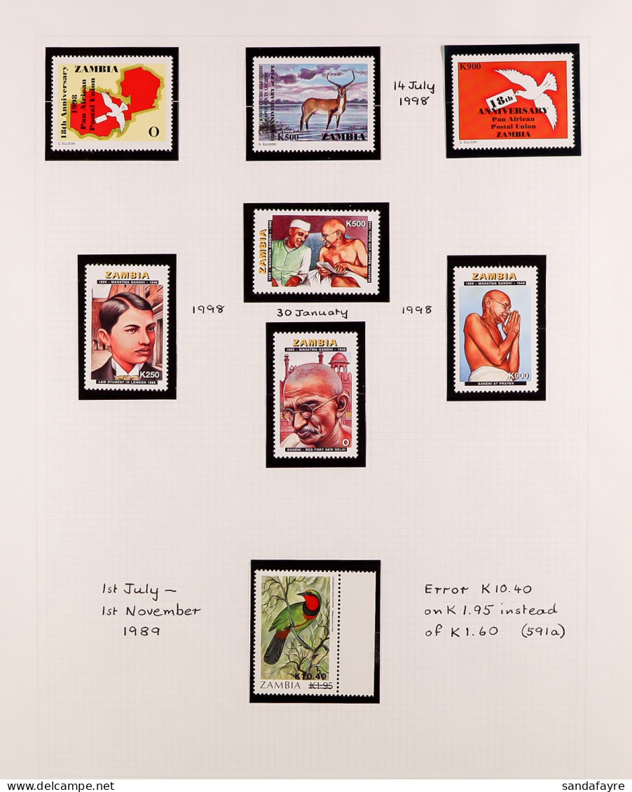 1979-2004 COMPREHENSIVE NEVER HINGED MINT COLLECTION In Two Albums, Includes 1988 2k.50 Trade Area Fair (x2) With Specta - Zambie (1965-...)