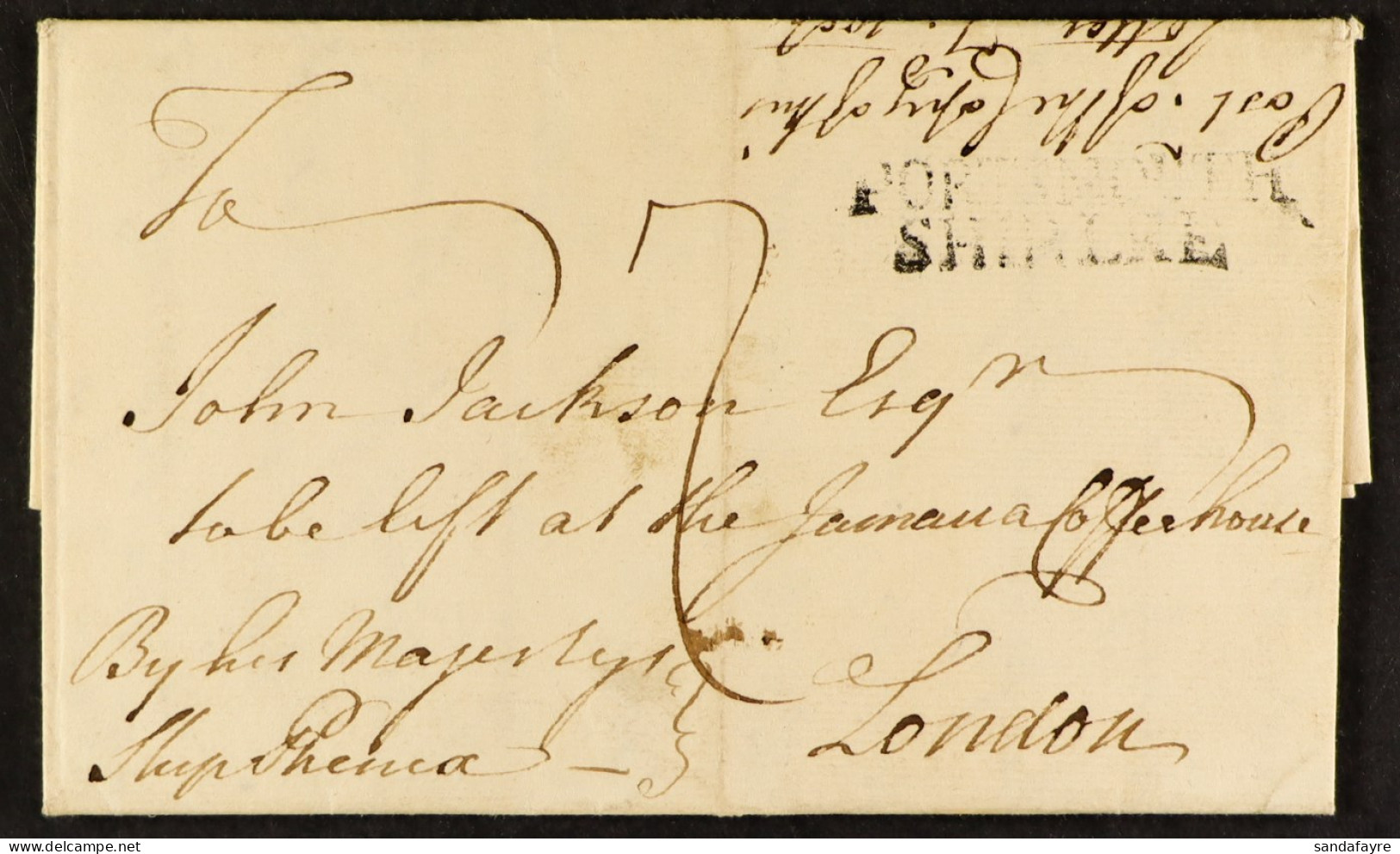 STAMP - PORTSMOUTH SHIP LETTER 1768 (29th June) A Letter Carried By H.M.S. â€˜Phoenixâ€™, 44-gun Fifth-rate From Jamaica - ...-1840 Préphilatélie