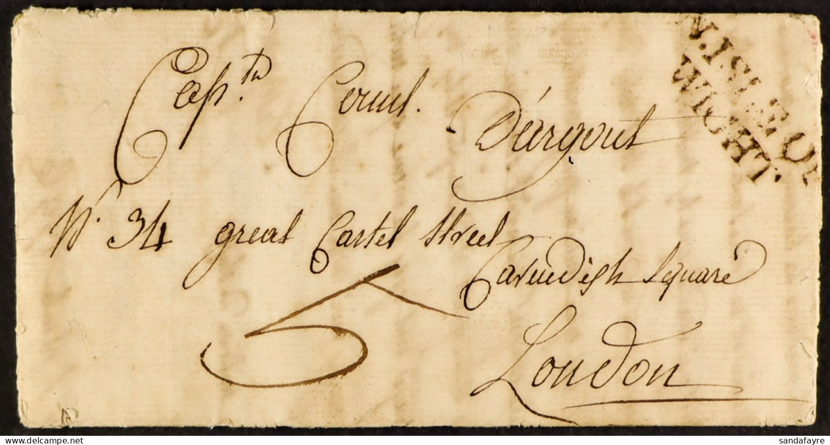 STAMP - ISLE OF WIGHT 1796 (13th September) A Letter From Newport, I. Of W., To London Dated 13th September 1796, Charge - ...-1840 Voorlopers