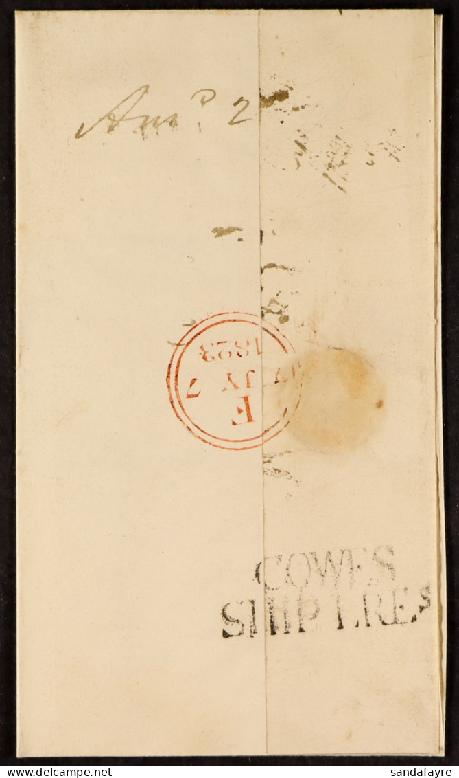 STAMP - ISLE OF WIGHT SHIP LETTER 1823 (9th May) A Wrapper Of Unknown Origin To London, Via Cowes, Isle Of Wight, Charge - ...-1840 Vorläufer