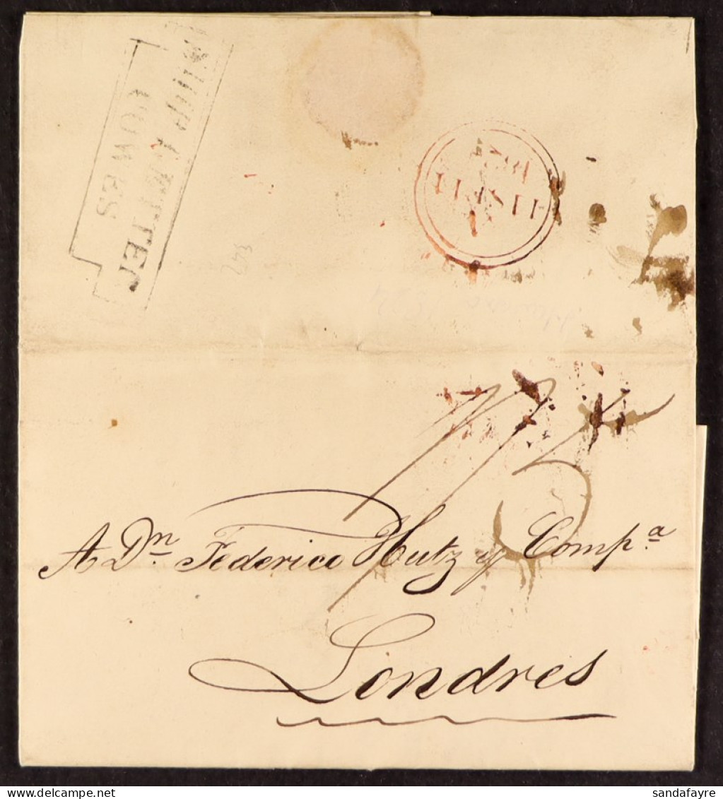 STAMP - ISLE OF WIGHT SHIP LETTER 1824 (28th July) A Letter From Havana, Cuba, To London, Via Cowes, Isle Of Wight, Date - ...-1840 Voorlopers