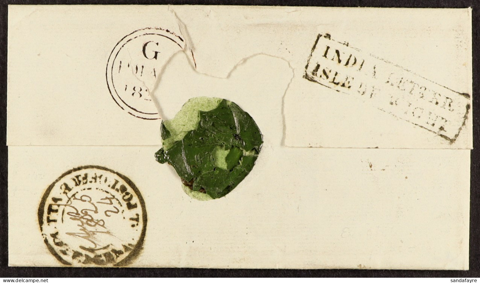 STAMP - ISLE OF WIGHT SHIP LETTER 1825 (24th August) A Letter From Calcutta, India, To London, Via The Isle Of Wight, Ca - ...-1840 Precursores