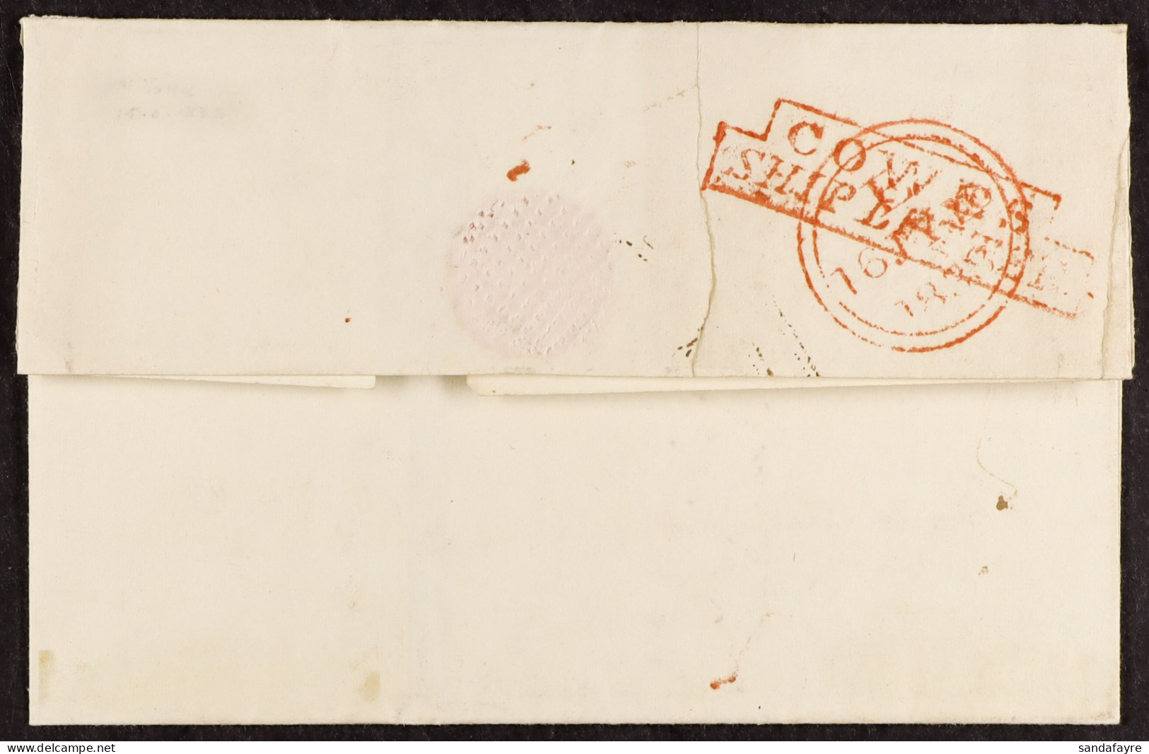 STAMP - ISLE OF WIGHT SHIP LETTER 1833 (15th June) A Letter From New York To London Carried By â€˜Sovereignâ€™, To Cowes - ...-1840 Vorläufer