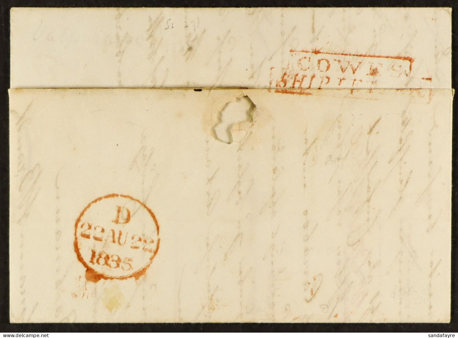 STAMP - ISLE OF WIGHT SHIP LETTER 1835 (24th May) A Letter From Valparaiso, Chile, To London Dated 24th May 1835, Handed - ...-1840 Vorläufer