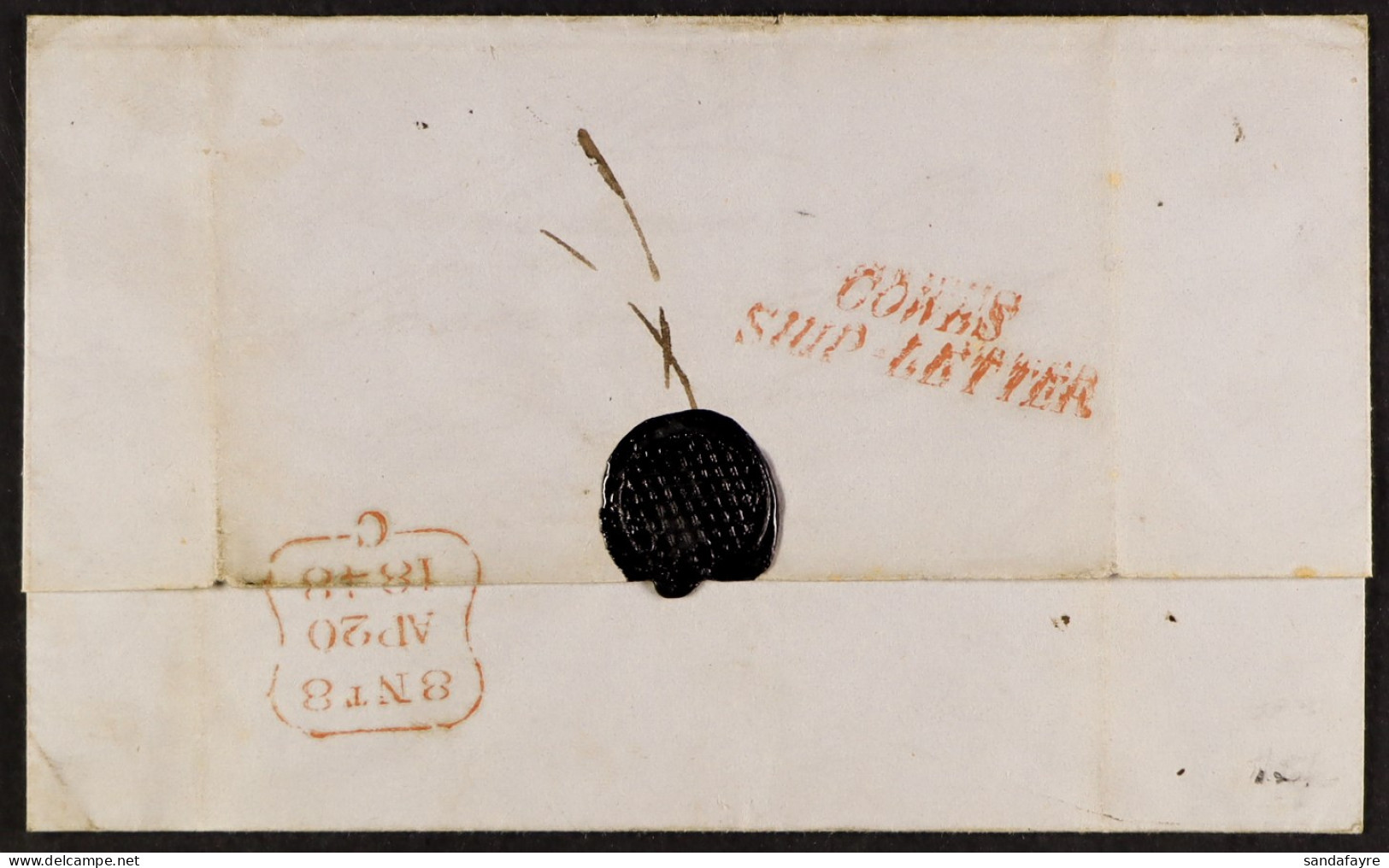 STAMP - ISLE OF WIGHT SHIP LETTER 1848 (20th April) A Letter From Java (?) To London, Via Cowes, Isle Of Wight, Charged  - ...-1840 Vorläufer