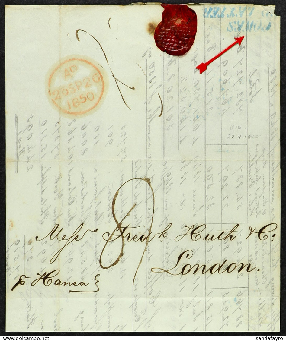 STAMP - ISLE OF WIGHT SHIP LETTER 1850 (22nd July) A Flimsy Letter From Rio De Janeiro To London, Listing Coffee Shipmen - ...-1840 Voorlopers