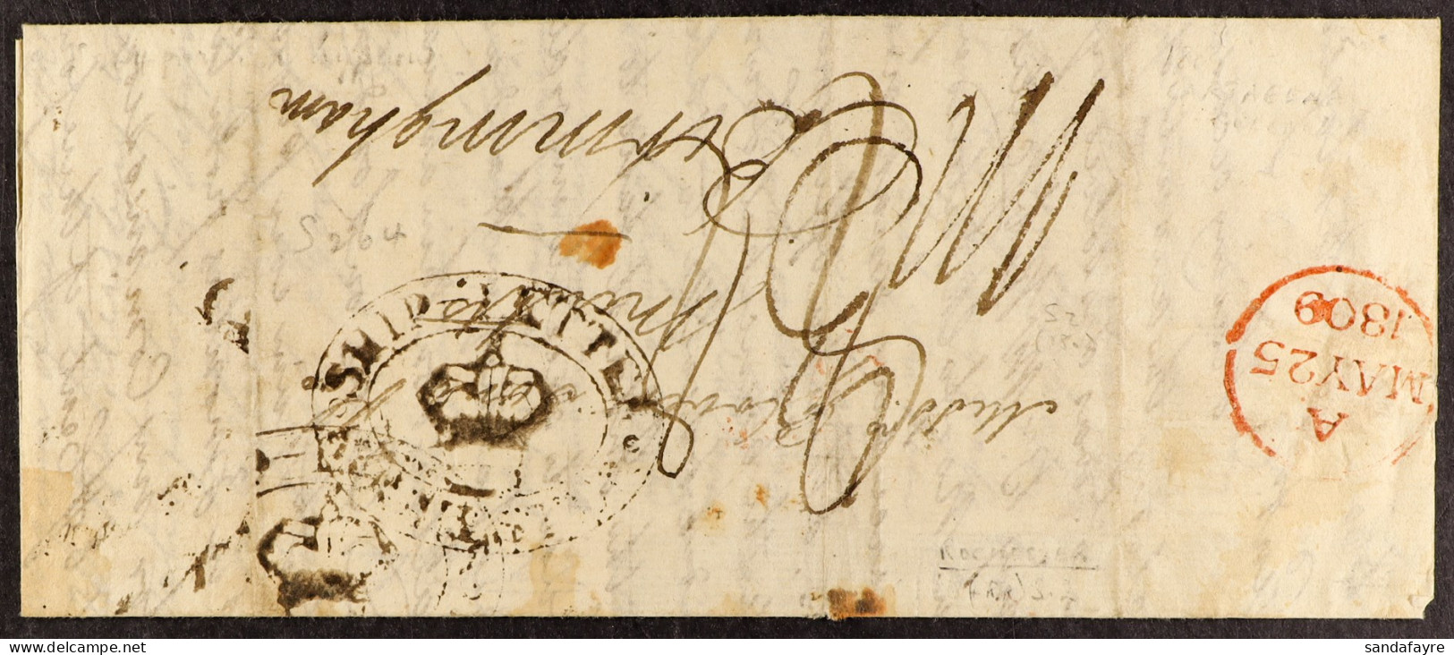 STAMP - 1809 ROCHESTER SHIP LETTER (April) Entire Letter From Cartagena To Birmingham, Showing Two Fair Strikes Of The C - ...-1840 Préphilatélie