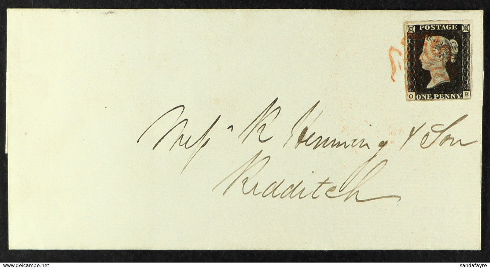 1840 (15 Aug) Wrapper From Sheffield To Redditch Bearing 1d Black 'OE' Plate 2 With 3 Margins And Crease Tied By Red MC  - Non Classés