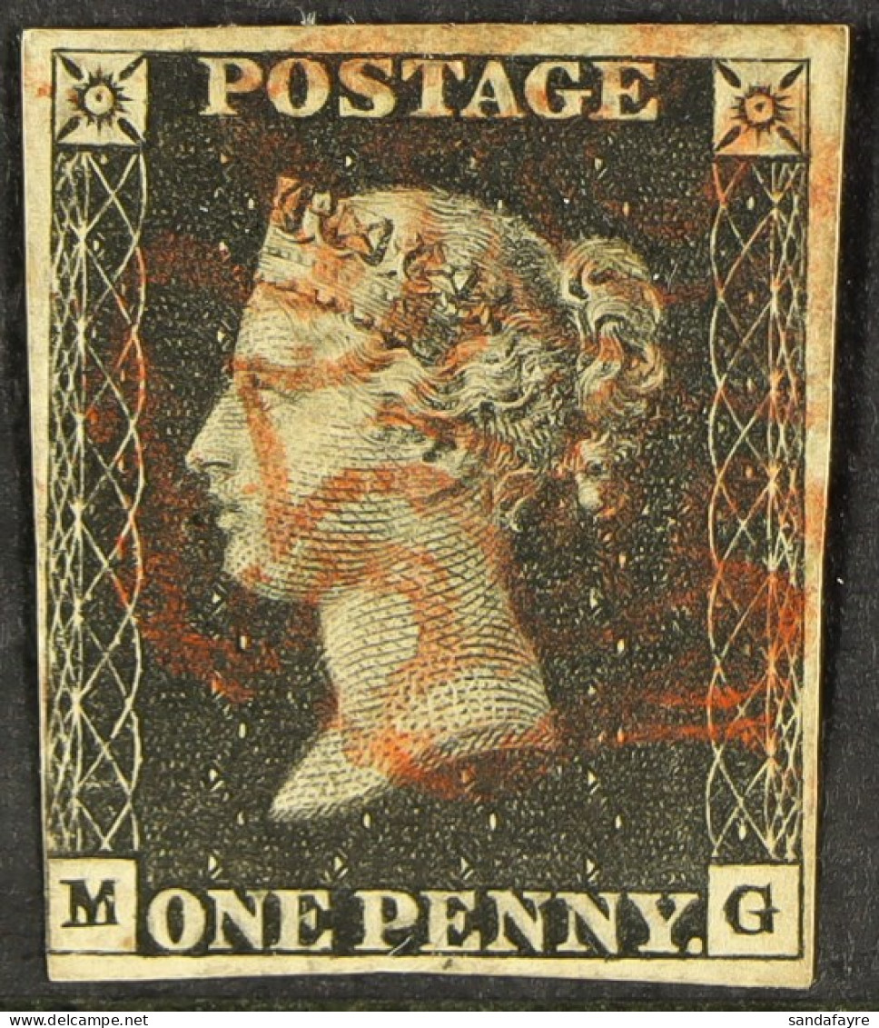 1840 1d Black, Plate 6 'MG', 3Â½ Margins And Red Maltese Cross. - Ohne Zuordnung