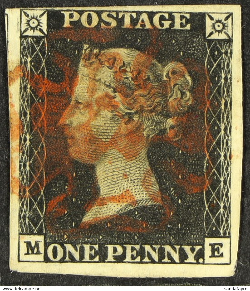 1840 1d Black, Plate 6 'ME', Clear To Large Margins, Neat Red Maltese Cross. - Unclassified