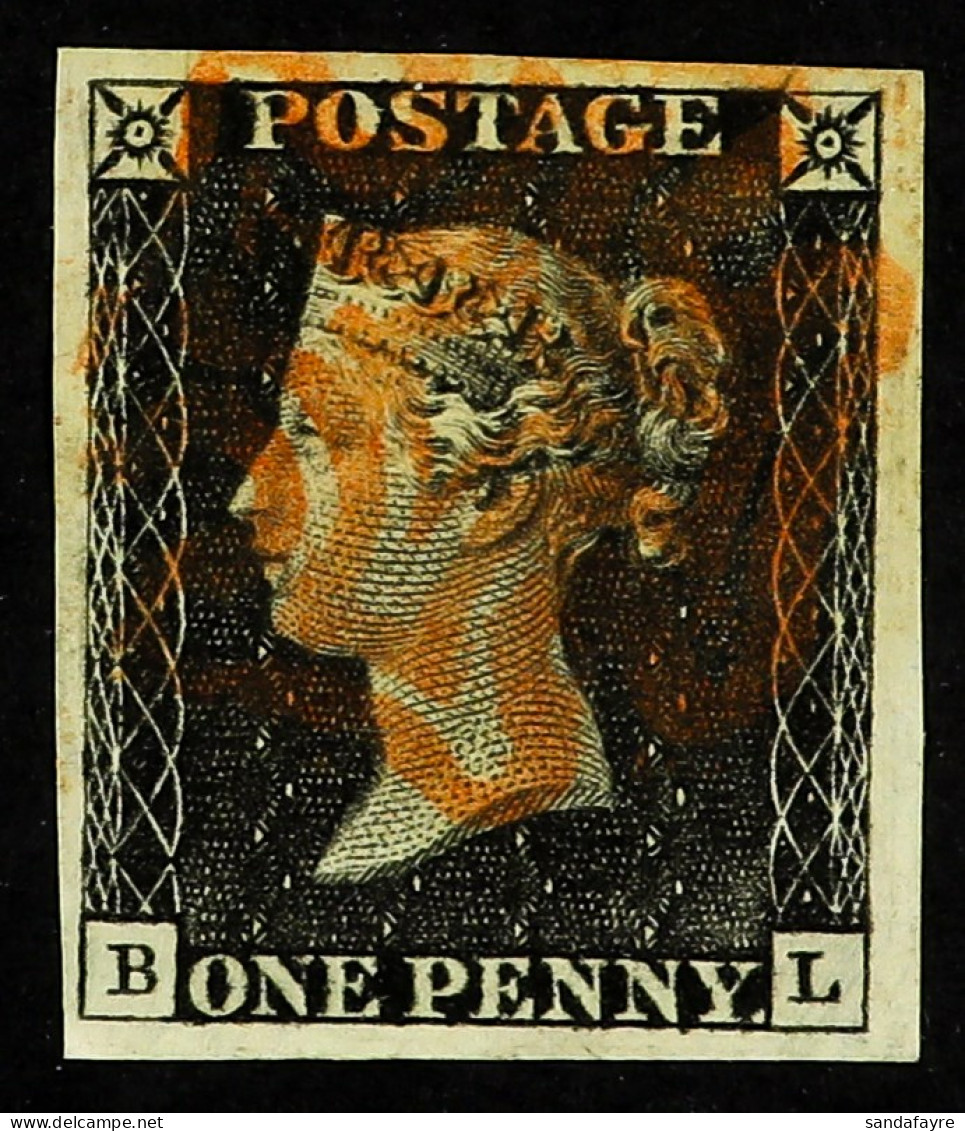 1840 1d Black 'BL' From Plate 1b (doubled Top To NW Square, Scratch Over NE Square), SG 2, Very Fine Used With 4 Large - - Ohne Zuordnung