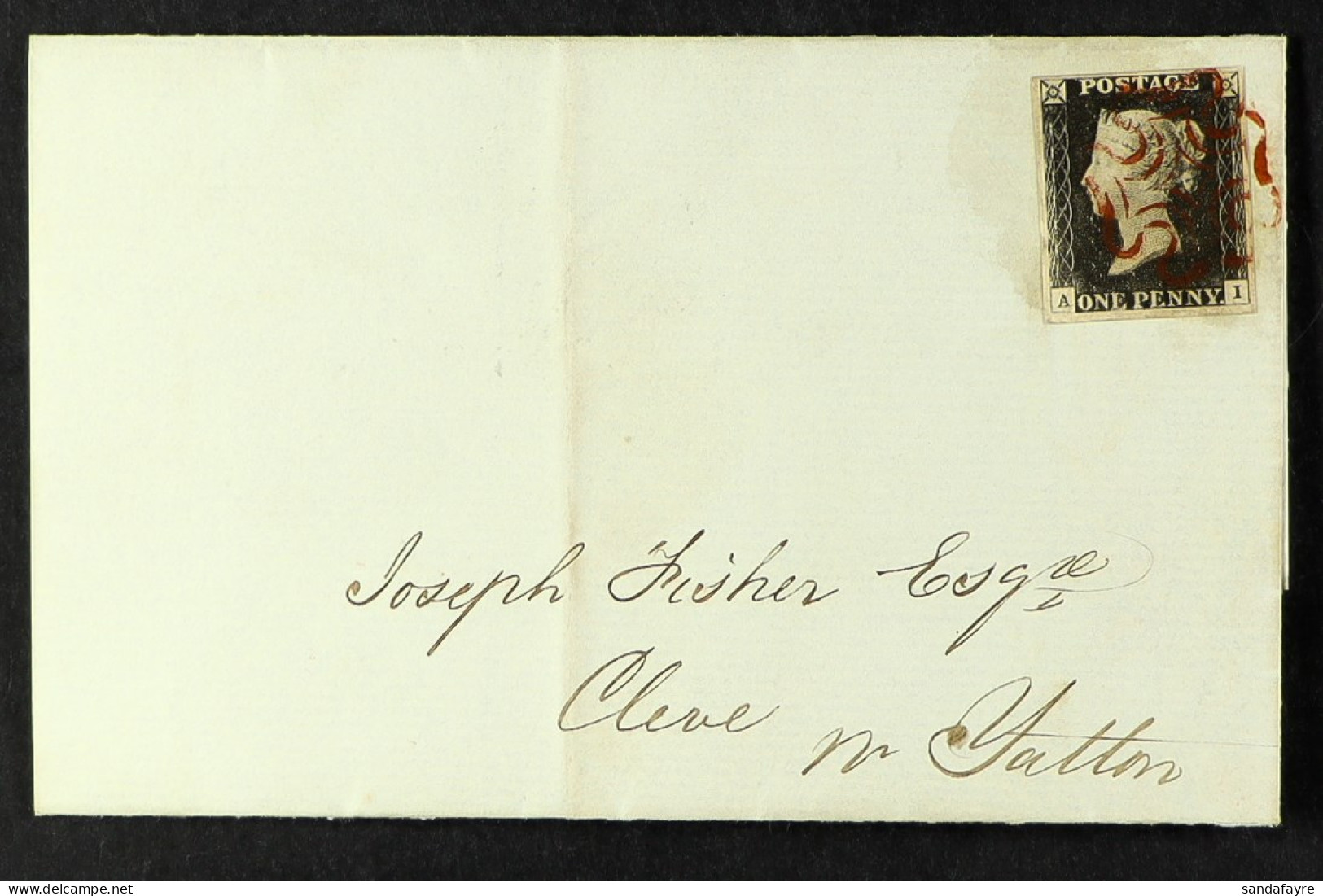 1840 MAY DATE. 1840 (8 May) EL From Bristol To Cleeve, Somerset Bearing A 1d Black 'A I' Plate 1a With 4 Neat Margins Ti - Unclassified