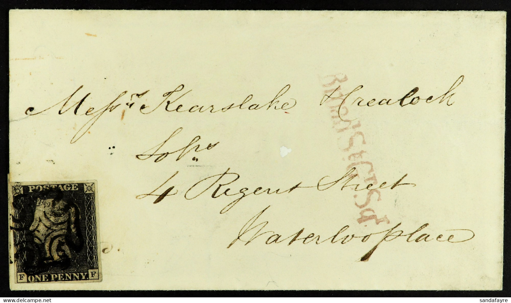 1841 (8 Mar) Small Wrapper With 1d Black 'FF' From Plate 8 Unusually And Against Regulations Placed In The Low-left Corn - Sin Clasificación