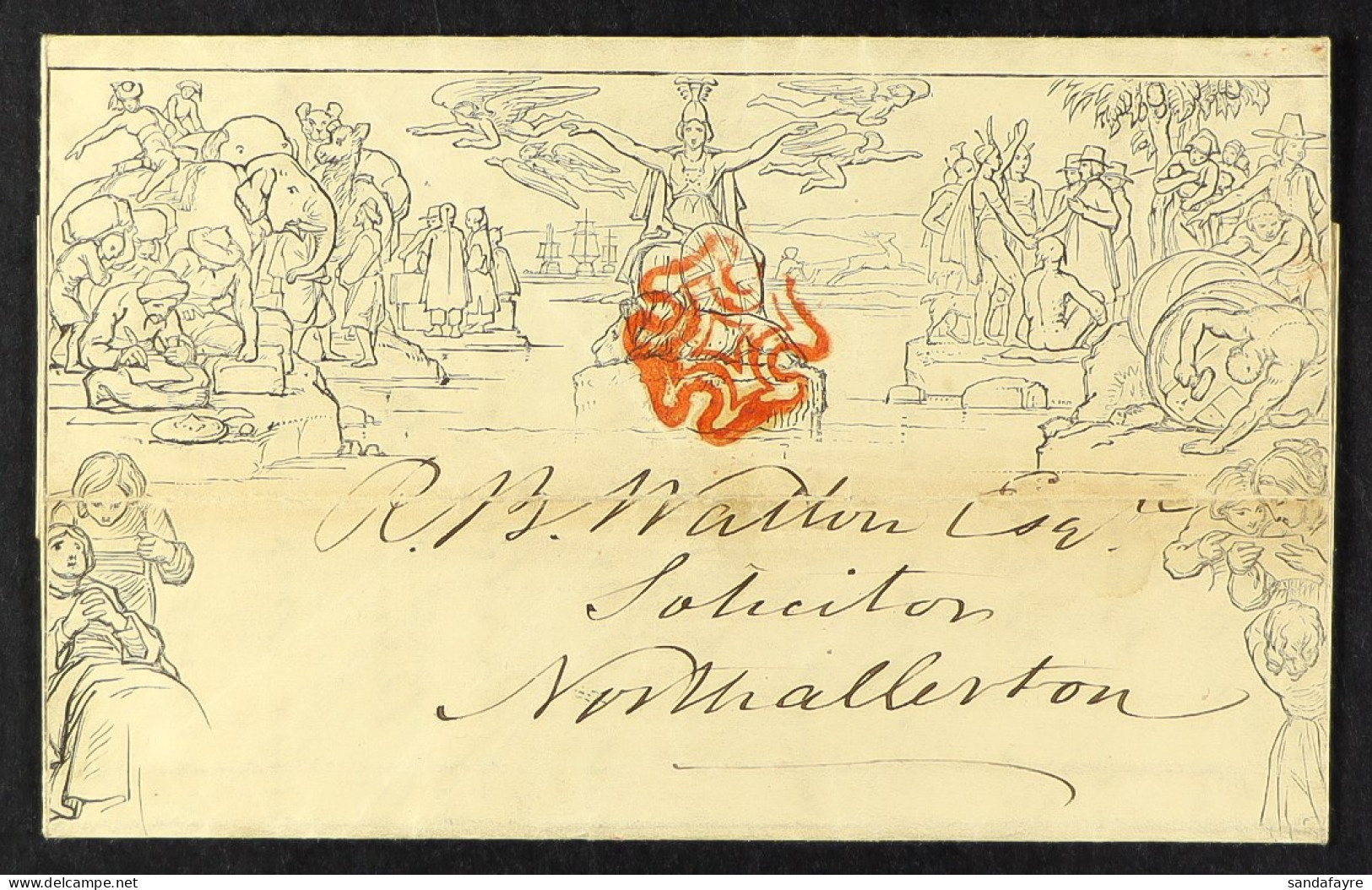 1840 1d Black Mulready Letter Sheet (A69), SG ME1, Sent From York To Northallerton With Red MC Cancellation, On Reverse  - Autres & Non Classés