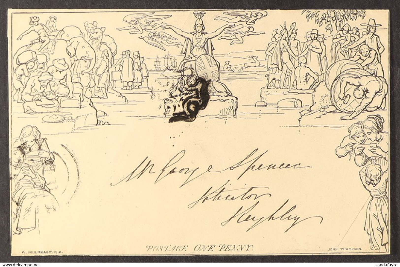 1841 (29 Apr) 1d Black Mulready Envelope (A189), SG ME2, Sent From Bradford To Keighly With Black MC Cancellation And Re - Sonstige & Ohne Zuordnung