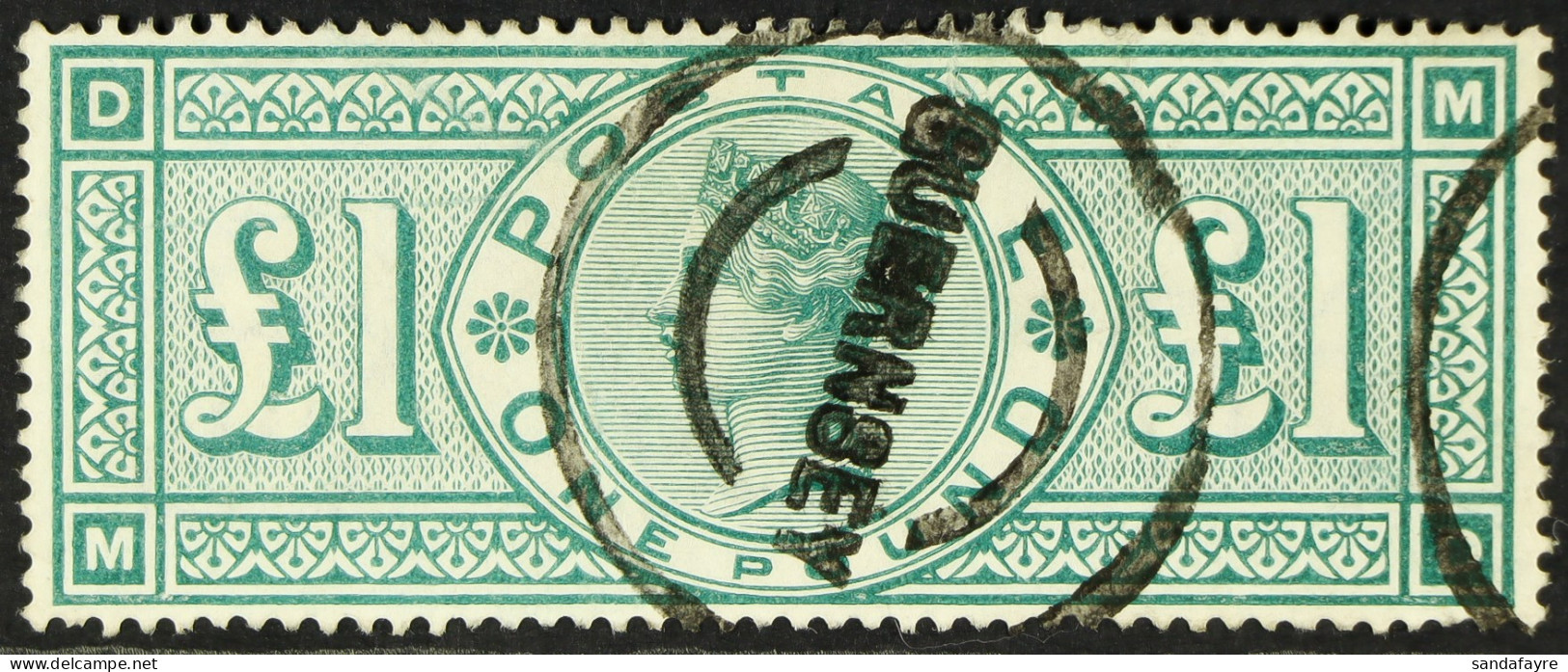 1891 Â£1 Green, SG 212, With Neat Circular Guernsey Parcels Cancel. Cat. Â£800. - Andere & Zonder Classificatie