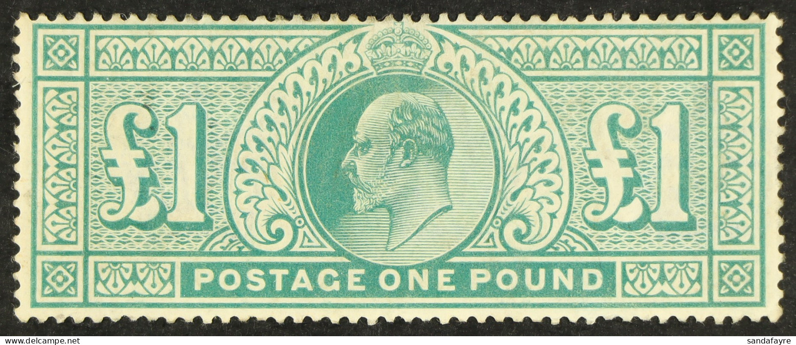 1902-10 Â£1 Dull Blue-green De La Rue Printing, SG 266, Mint Lightly Hinged With A Couple Of Thinned Perfs At Top, Penci - Zonder Classificatie