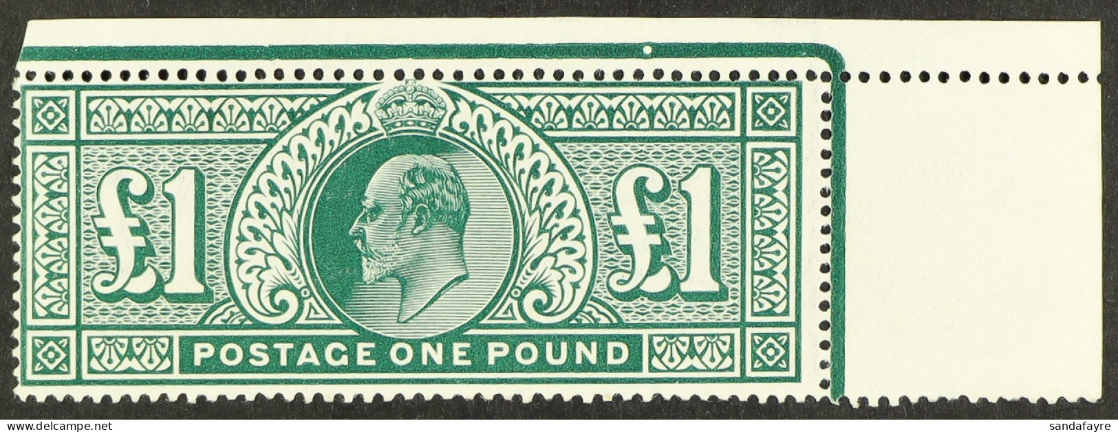 1911 Â£1 Deep Green Somerset House, SG 320, Mint With Faint Trace Of Hinge Example From The Upper-right Corner Of The Sh - Non Classés