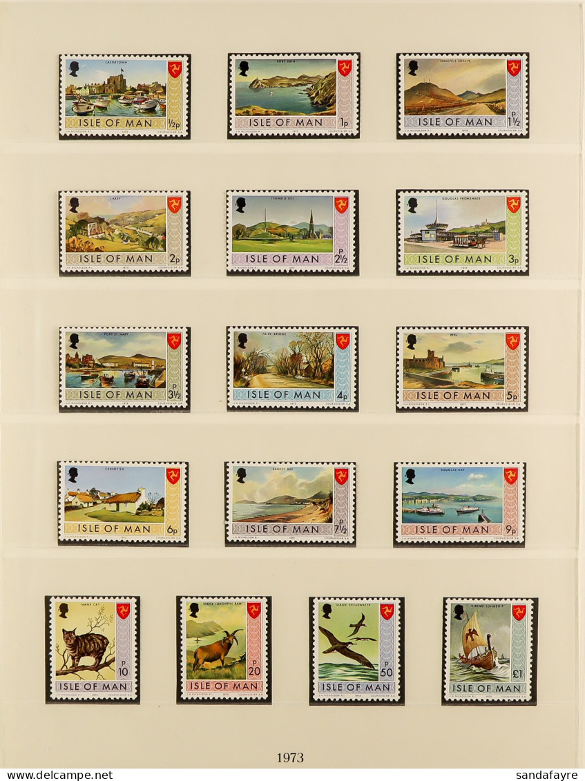 ISLE OF MAN 1973 - 1982 MINT COLLECTION Â Lindner Album With Slip Case With Very Few Stamps Missing, Also Includes A Few - Sonstige & Ohne Zuordnung