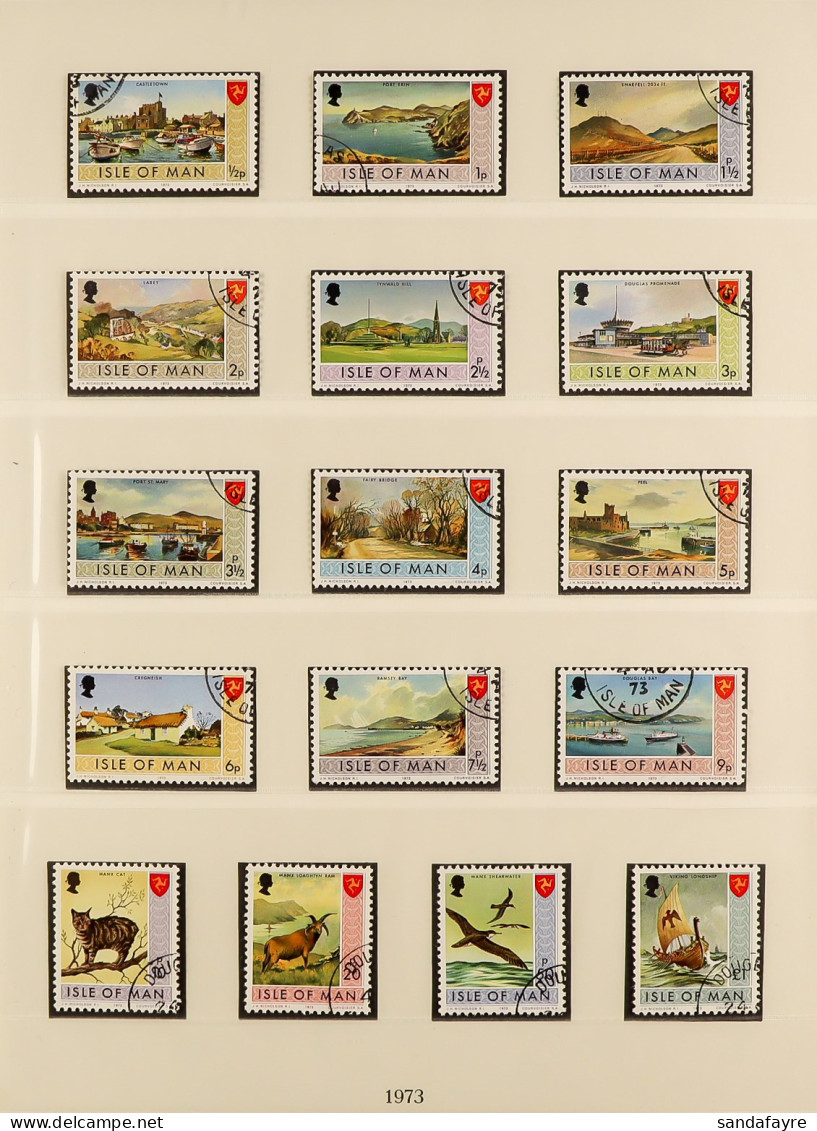 ISLE OF MAN 1973 - 1982 VERY FINE USED COLLECTION In Lindner Album With Slip Case With Very Few Stamps Missing, Also Inc - Other & Unclassified