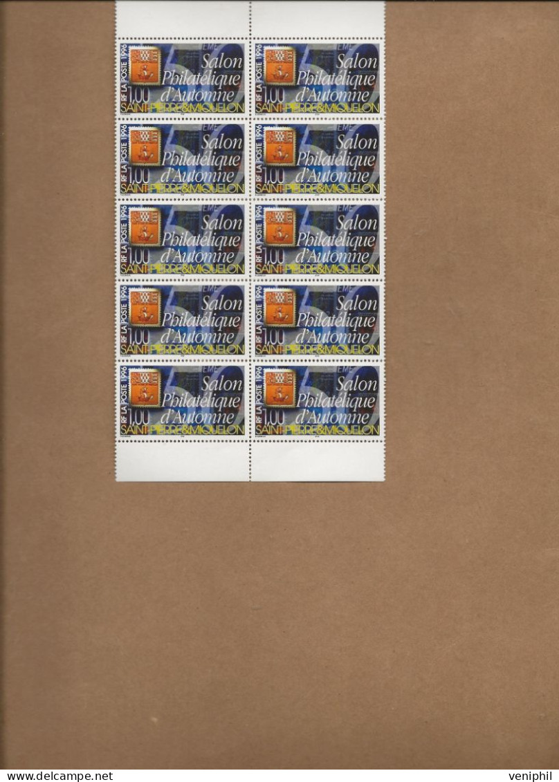 ST PIERRE ET MIQUELON -TIMBRE N° 637 - BLOC DE 10 NEUF XX  ANNEE 1996 - COTE : 8,00 € - Nuovi