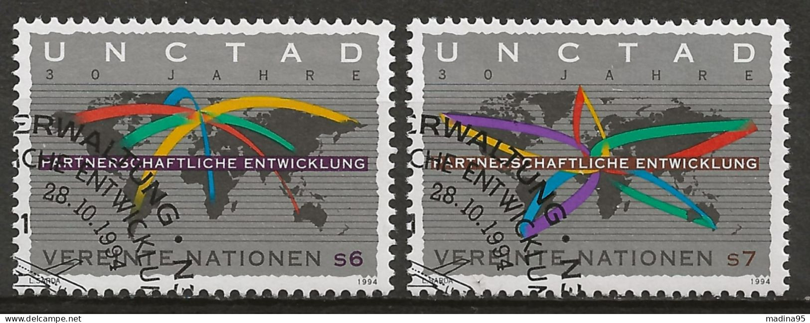 NATIONS-UNIES - VIENNE: Obl., N°YT 196 Et 197, TB - Gebraucht