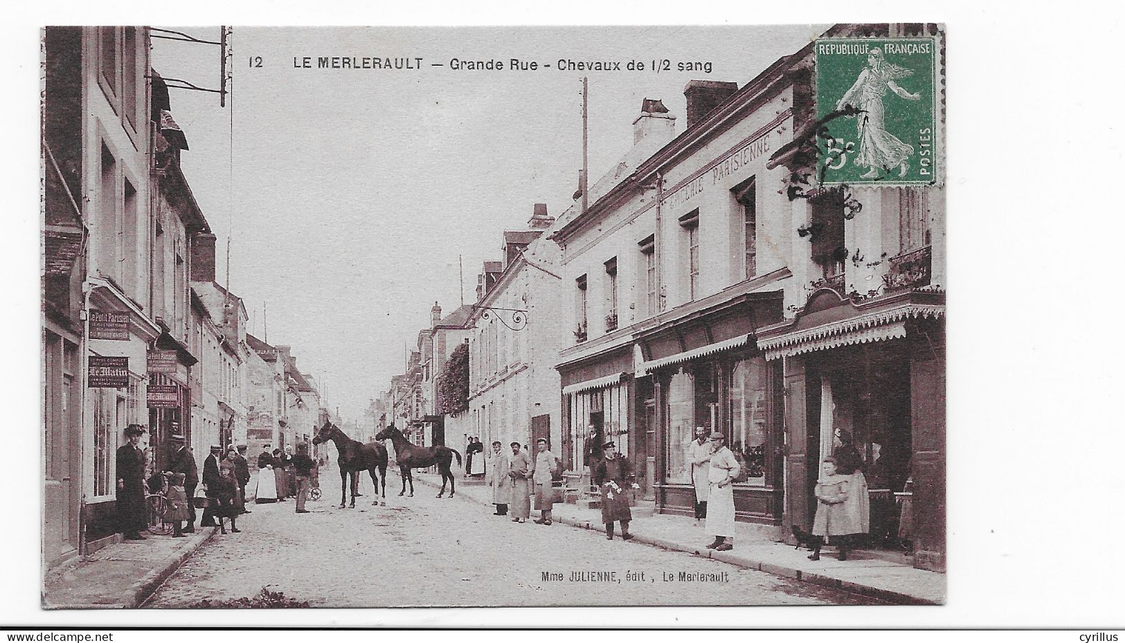 CPA - LE MELERAULT - GRAND RUE - CHEVEUX DE 1/2 SANG - Le Merlerault