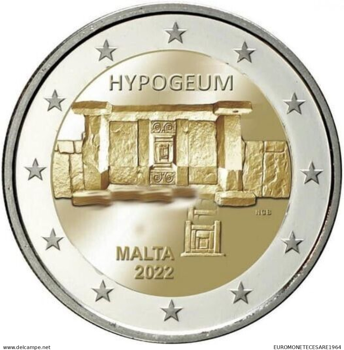 MALTA 2 EURO 2022 COMMEMORATIVO TEMPIO HIPOGEUM F.D.C. B.U.  FROM ROLLS - Malta