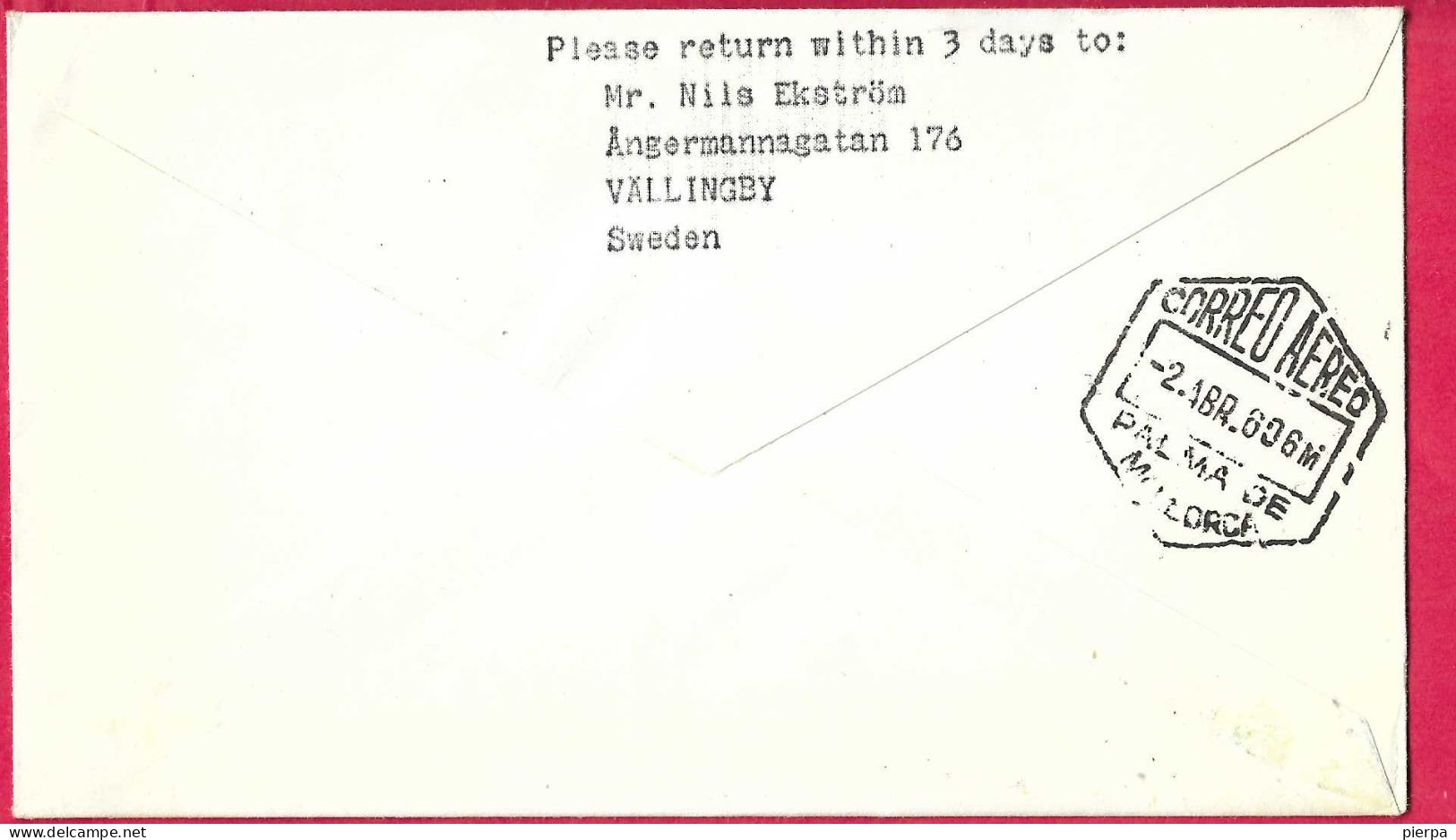 NORGE - FIRST CARAVELLE FLIGHT - SAS - FROM OSLO TO PALMA DE MALLORCA *1.4.60* ON OFFICIAL COVER - Storia Postale