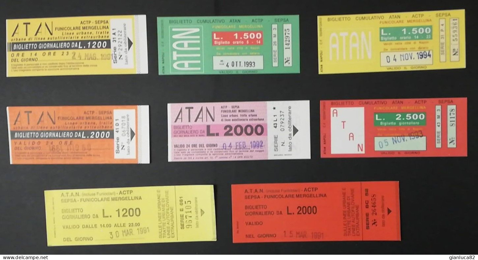 Lotto N. 8 Biglietti Giornalieri ATAN-ACTP-SEPSA Anno 1991-1994 Diversi (94) Come Foto Biglietti Da 1200 1500 2000 2500 - Europa