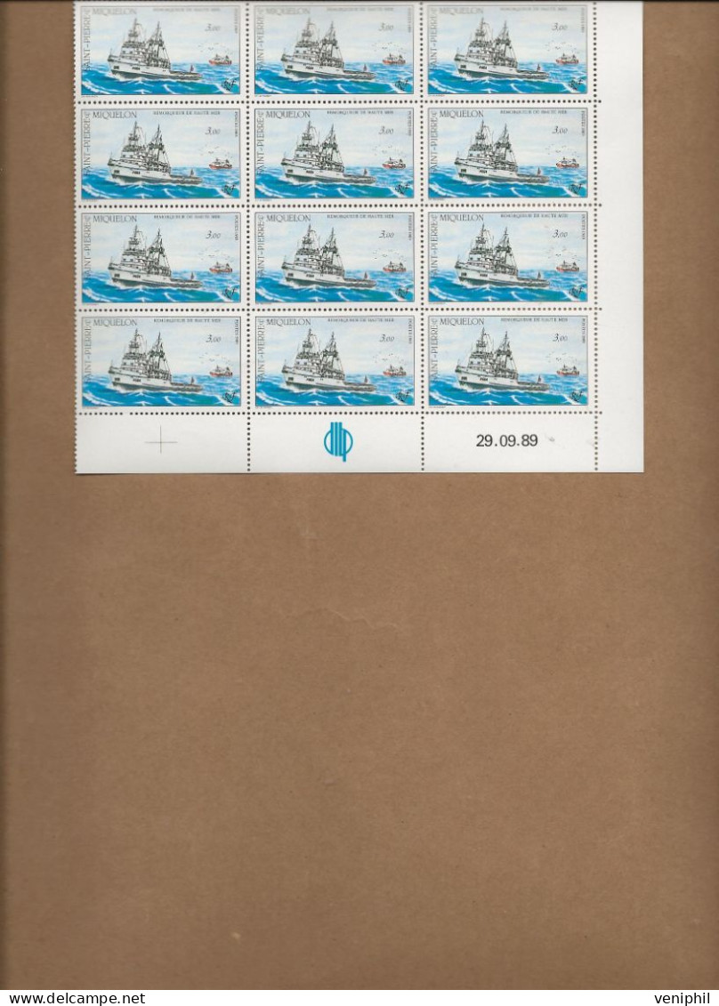 ST PIERRE ET MIQUELON -TIMBRE N° 510- BLOC DE 12 NEUF XX  ANNEE 1989- COTE : 16,80 € - Unused Stamps