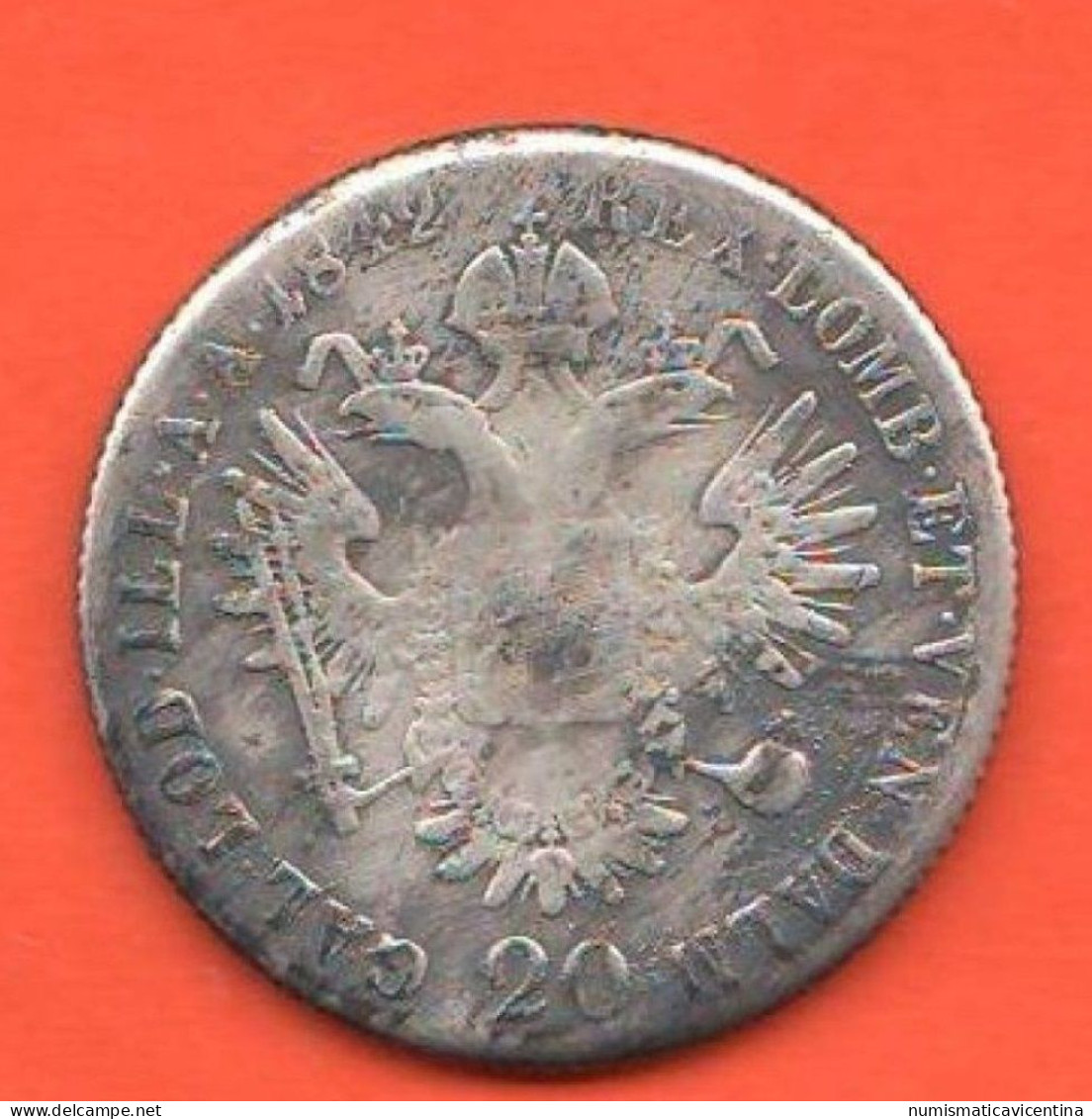 Milano Lombardo Veneto 20 Kreuzer 1842 Mi Coinage Imperator Ferdinandus I° Silver Coin - Austrian Administration