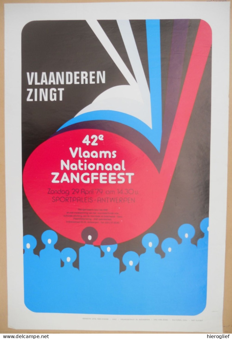 Affiche 1979 VLAANDEREN ZINGT 42e Vlaams Nationaal Zangfeest Sportpaleis Antwerpen ANZ - Affiches