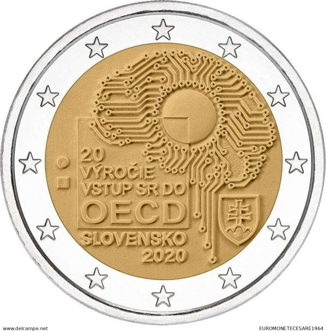 SLOVACCHIA  2 EURO 2020 COMMEMORATIVO ADESIONE OECD  - FDC  UNC   FROM ROLLS - Slowakije