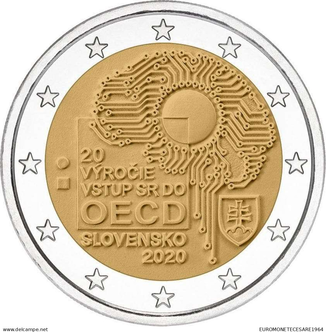 SLOVACCHIA  2 EURO 2020 COMMEMORATIVO ADESIONE OECD  - FDC  UNC   FROM ROLLS - Slowakei