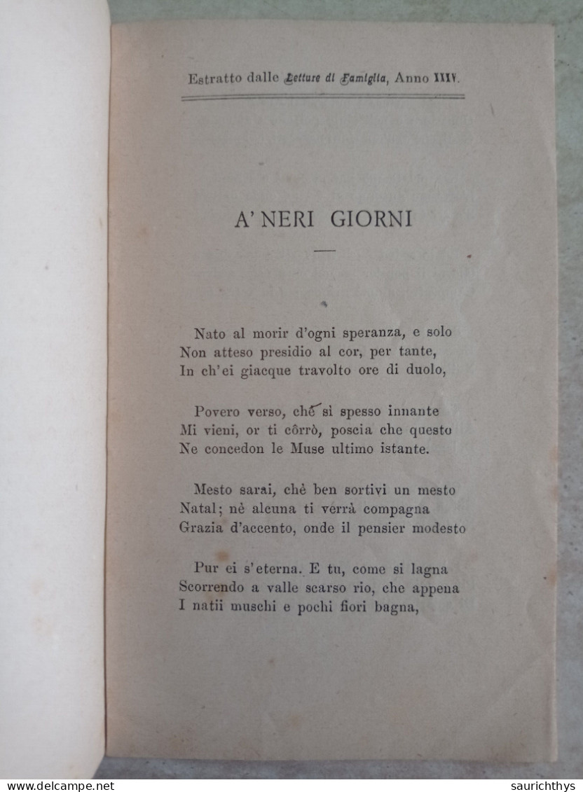 A' Neri Giorni Da Letture Di Famiglia Autografo Angelo Saggini Di Galzignano - Old Books
