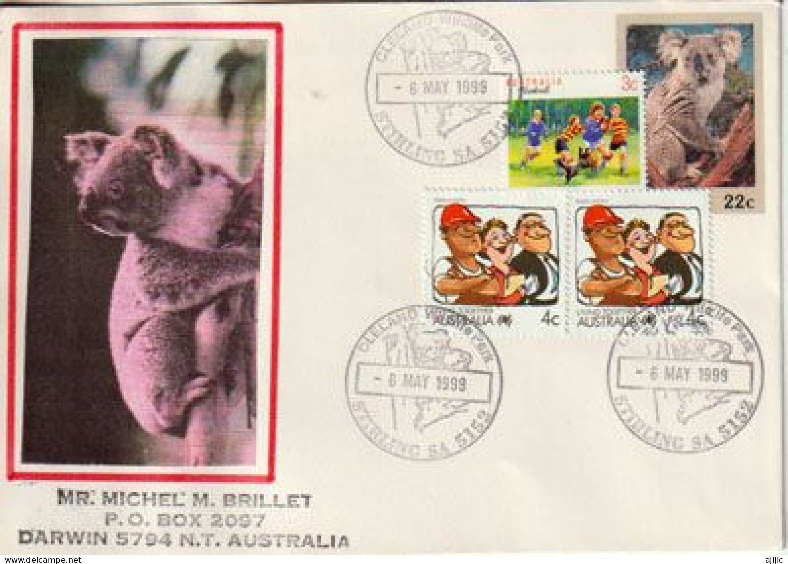 KOALA  Entier Postal / Postal Stationery. Cleland Wildlife National Park. Adelaide (SA) 1999, Sent To DARWIN (NT) - Entiers Postaux