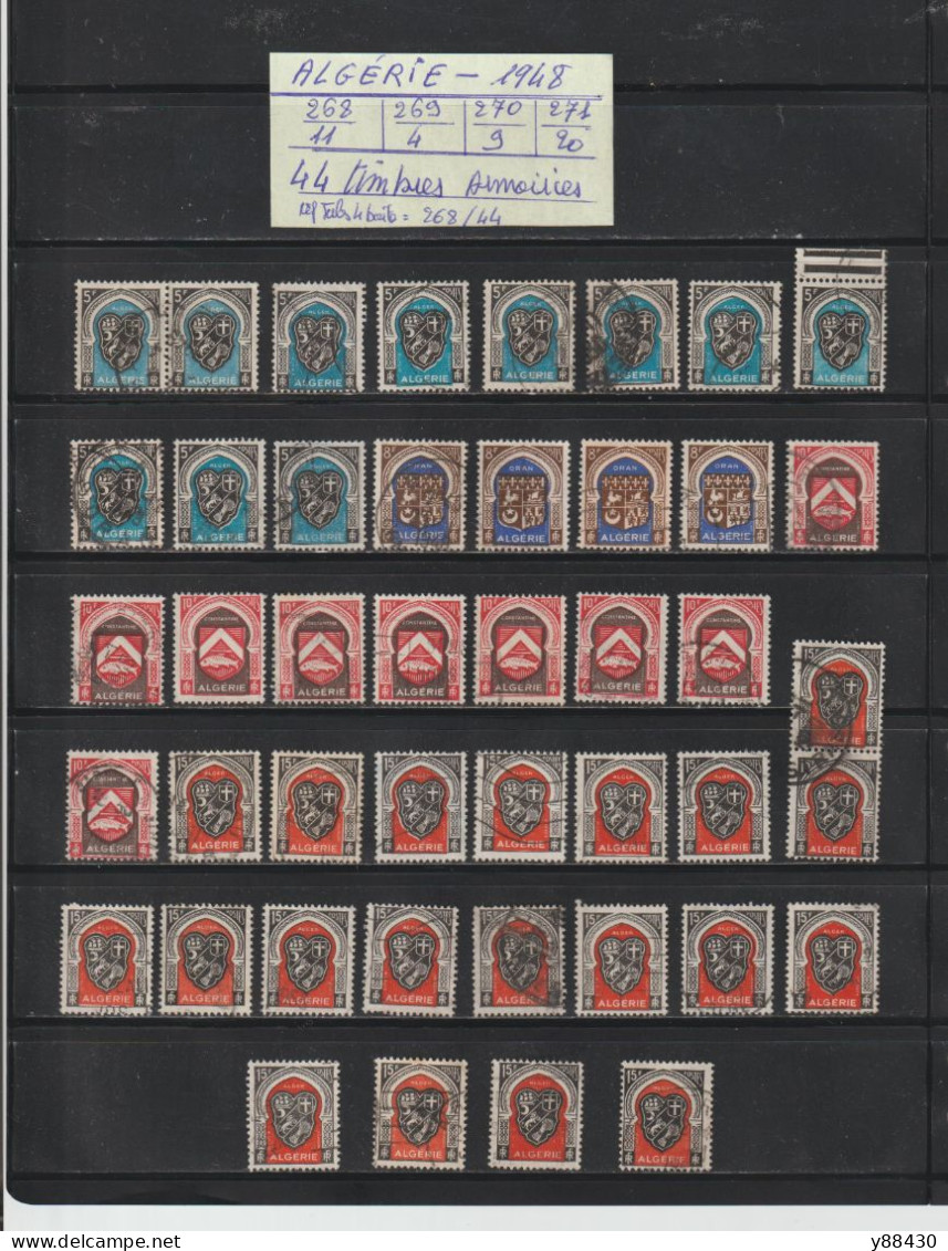 ALGÉRIE - Ex. Colonie - Entre Les N° 268 Et 271 De 1948 - 44 Timbres Oblitérés - 2 Scan - Oblitérés