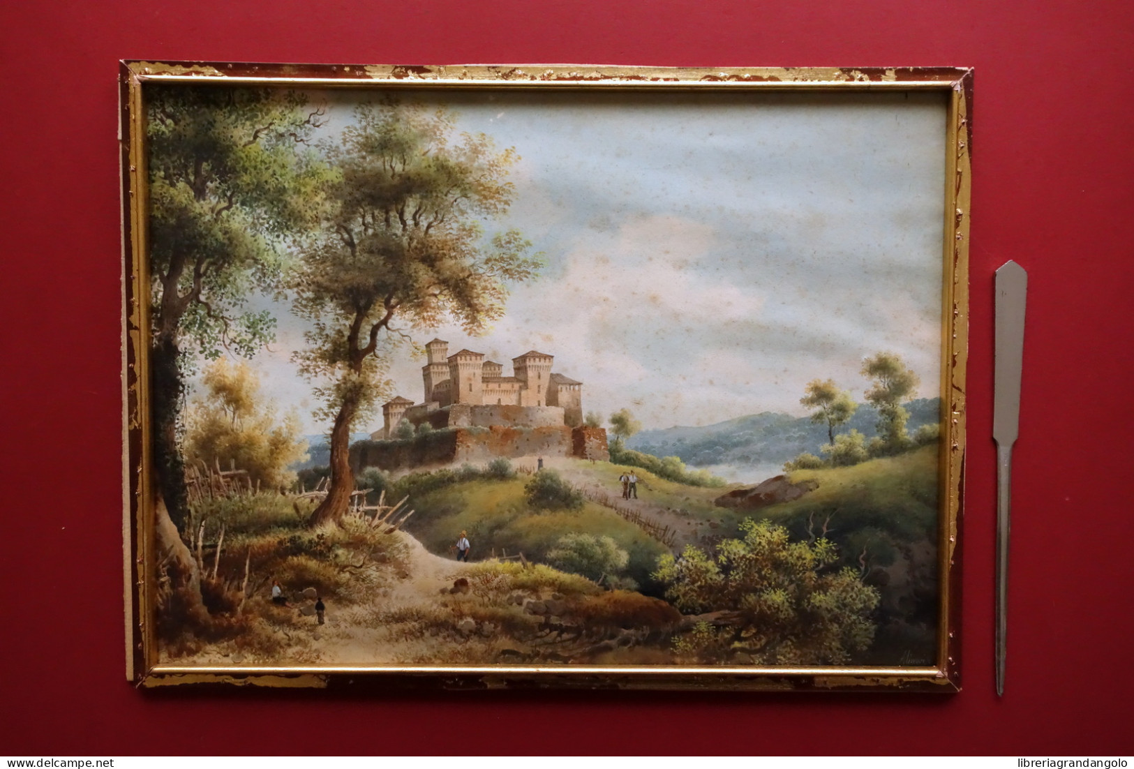 Giuseppe Alinovi Quadro Acquerello Castello Di Torrechiara Parma Firmato  - Wasserfarben