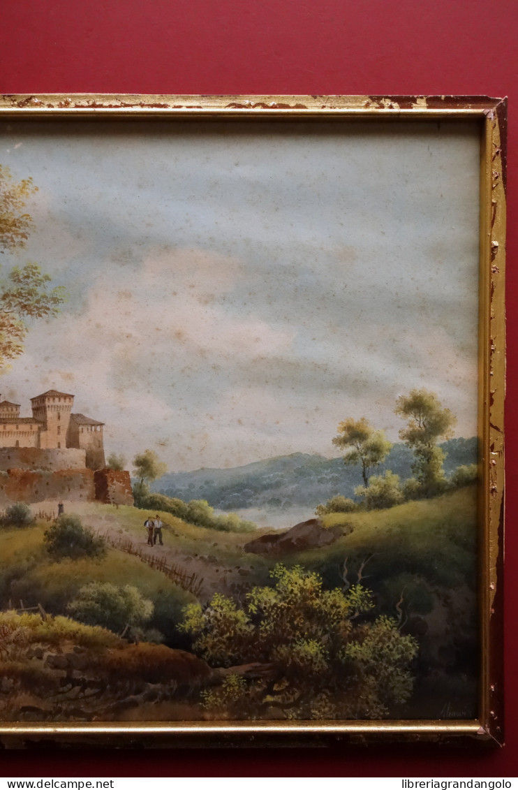 Giuseppe Alinovi Quadro Acquerello Castello Di Torrechiara Parma Firmato  - Wasserfarben